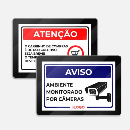 Placas de sinalização personalizadas em PVC com cantos arredondados